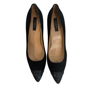 Ann Taylor Black Sparkle Pointed Heels